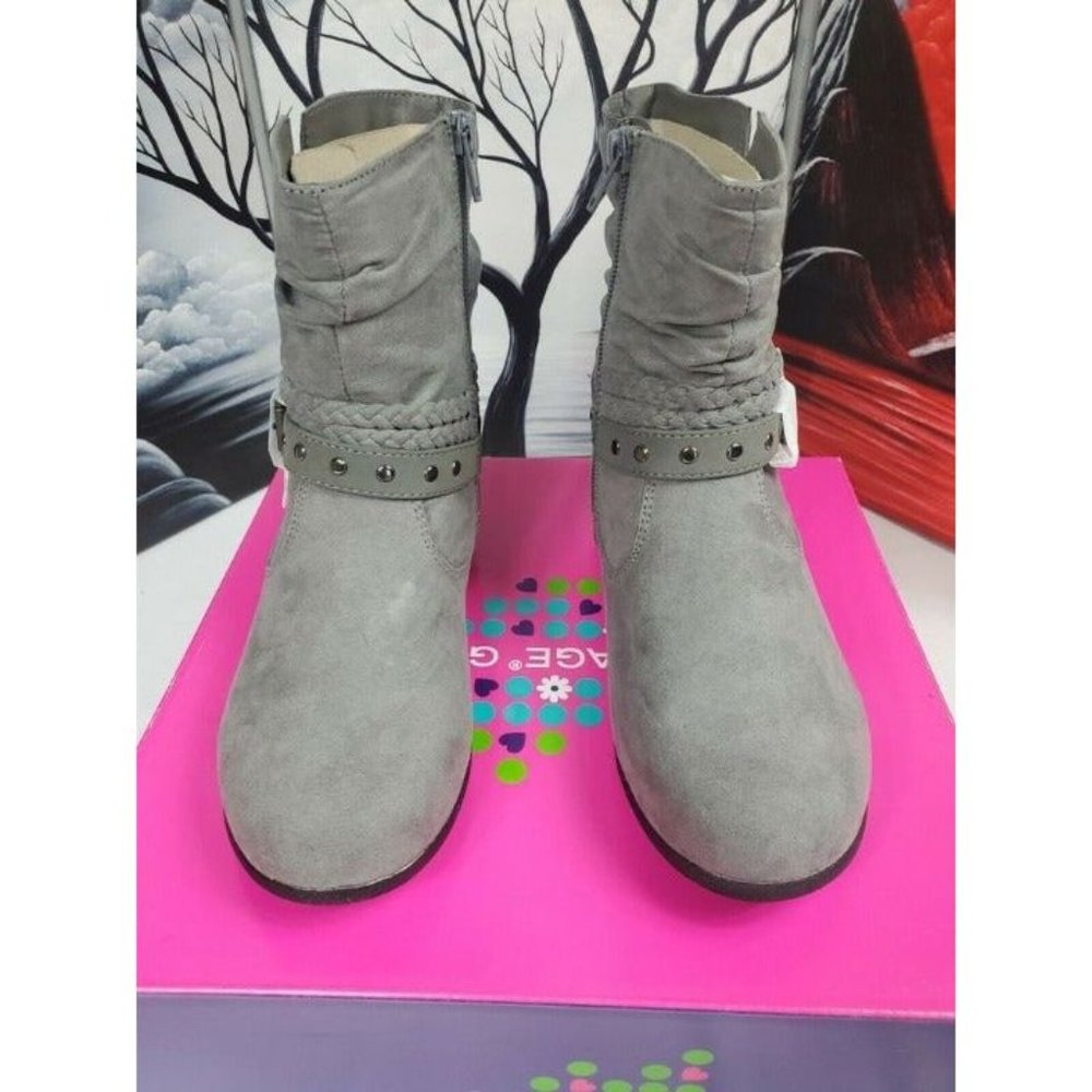 Rampage Girls Leslie Fabric Mid-Calf Zipper, Grey Children, kids, NEW, SIZE 4M